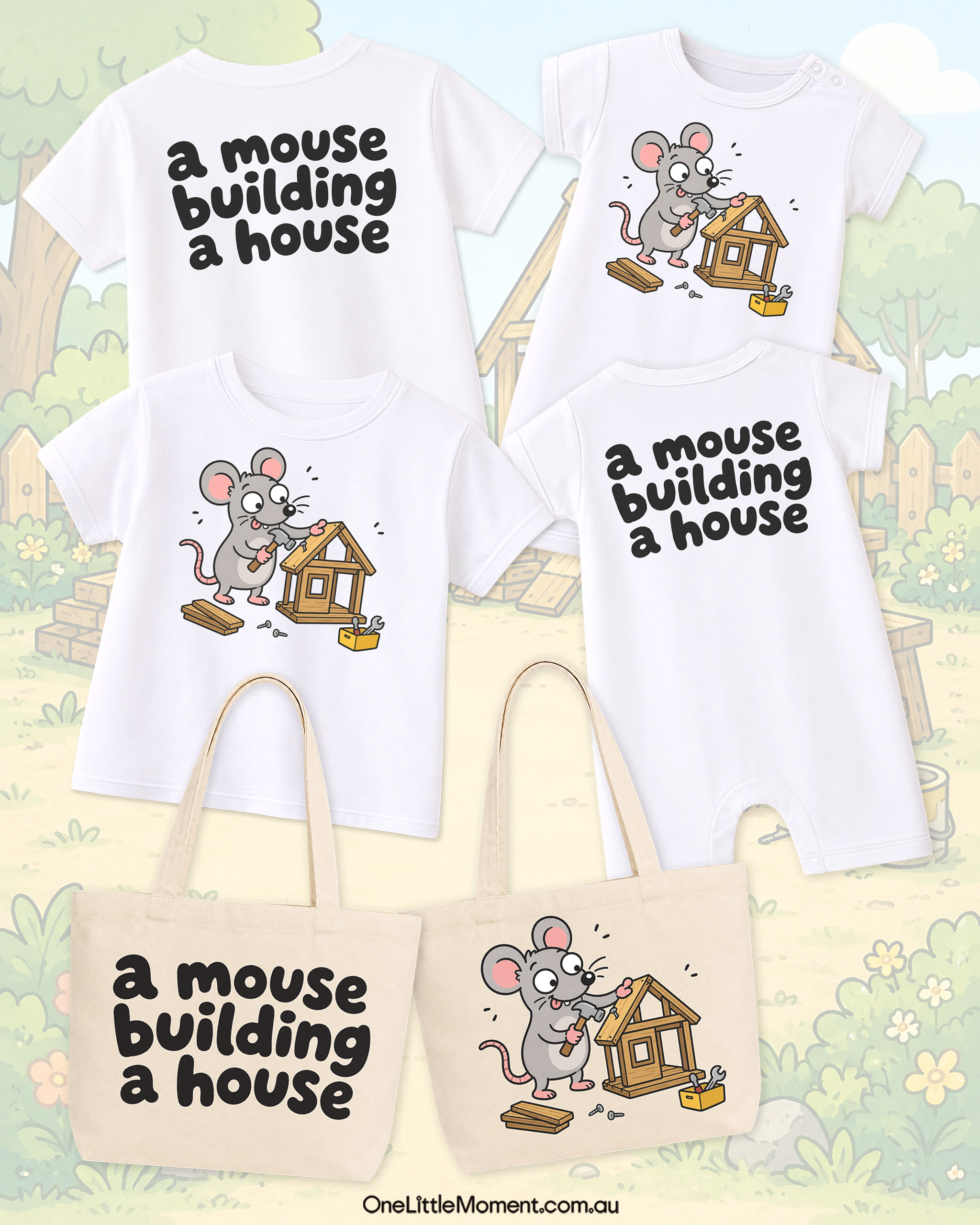 A mouse building a house