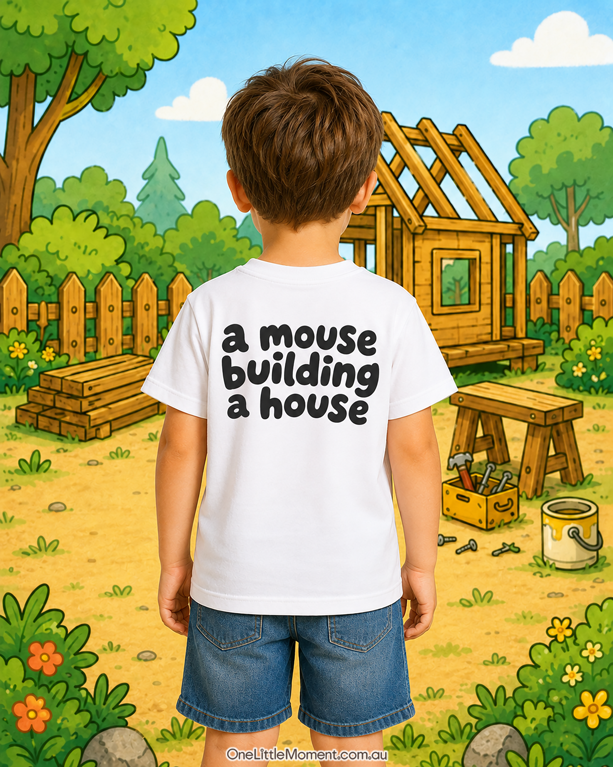 A mouse building a house