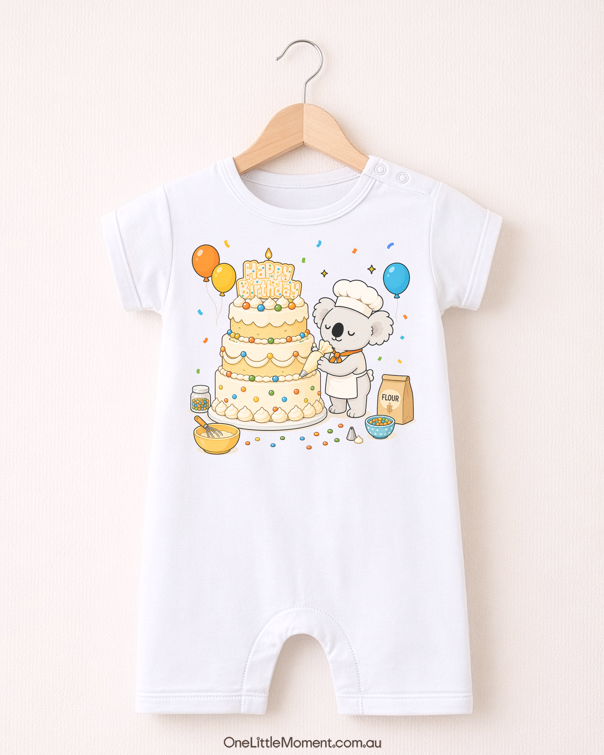 Cozy Koala Baking Birthday Cake