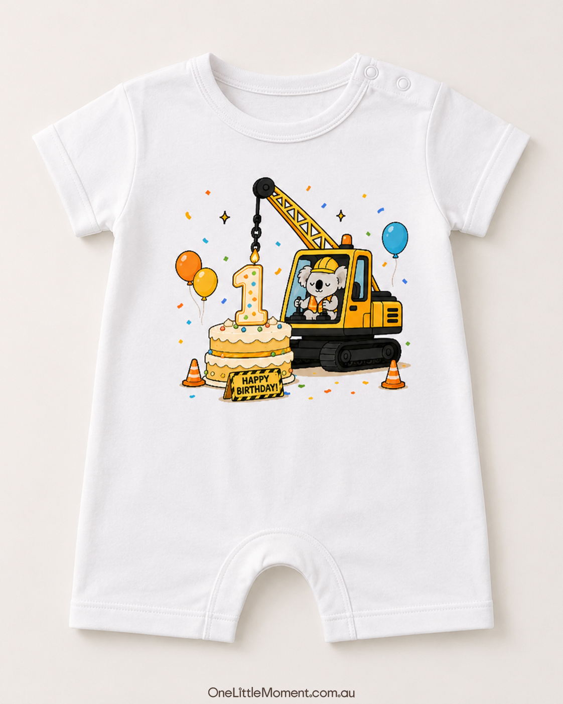 Cozy Koala Building Birthday Cake